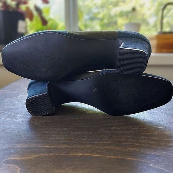 Vtg peacock colourblock square toe pumps - Picture 5 of 10